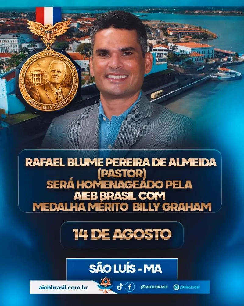 Pastor e pesquisador Rafael Blume receberá Medalha Billy Graham